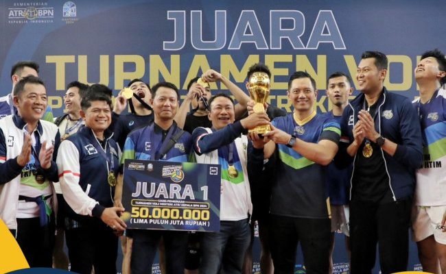 Juara Voli Menteri ATR/Kepala BPN Cup 2024 Diraih oleh Kanwil BPN Provinsi Jawa Timur