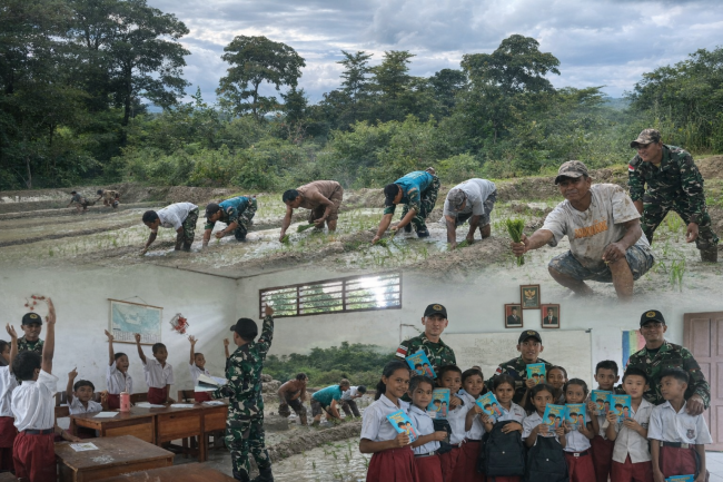 Dari Ruang Kelas ke Lahan Sawah, Satgas Pamtas Yonarmed 12 Kostrad Menanam Ilmu dan Harapan di Perbatasan