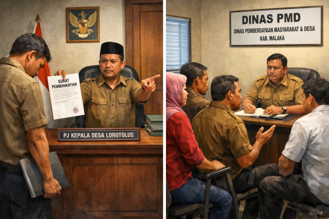 Polemik Pemberhentian Perangkat Desa Lorotolus, Rekomendasi PMD Belum Ditindaklanjuti, Perangkat Desa Datangi Kantor PMD Malaka