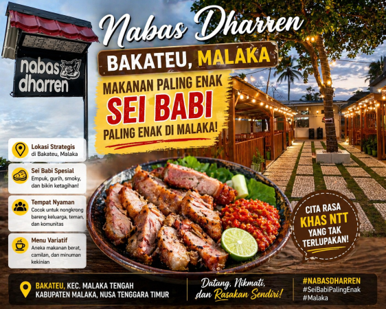 Nabas Dharren Bakateu, Tempat Nongkrong dengan Sei Babi yang Disebut-sebut Terbaik di Malaka