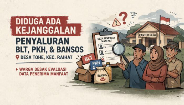Diduga Ada Kejanggalan Penyaluran BLT, PKH, dan Bansos di Desa Tohe Kecamatan Raihat, Warga Desak Evaluasi Data Penerima Manfaat