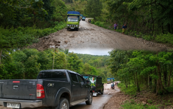 Jalan Fatuahu–Sanleo Rusak Parah, Truk Bermuatan Berat Kesulitan Melintas
