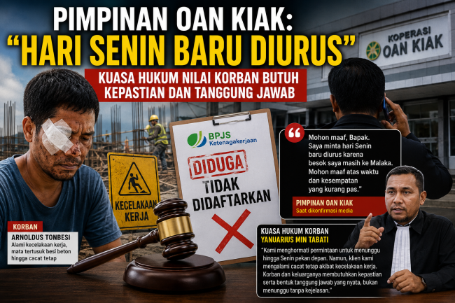 Pimpinan Oan Kiak: "Hari Senin Baru Diurus", Kuasa Hukum Nilai Korban Butuh Kepastian dan Tanggung Jawab 1 Pimpinan Oan Kiak: "Hari Senin Baru Diurus", Kuasa Hukum Nilai Korban Butuh Kepastian dan Tanggung Jawab