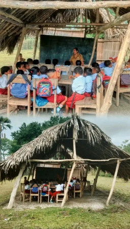 Belajar di Gedung Nyaris Roboh, Siswa SDN Nunfutu Terpaksa Gabung Kelas Saat Hujan