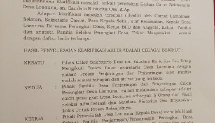 Kader GMNI Diduga Ditolak Jadi Calon Sekdes Loonuna karena Kritis terhadap Kepala Desa, Hasil Klarifikasi di Kecamatan Tuai Sorotan