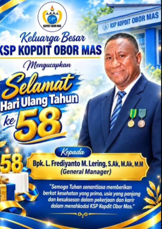 Keluarga Besar Kopdit Obor Mas KCU Malaka Doakan L. Frediyanto M. Lering di Usia ke-58